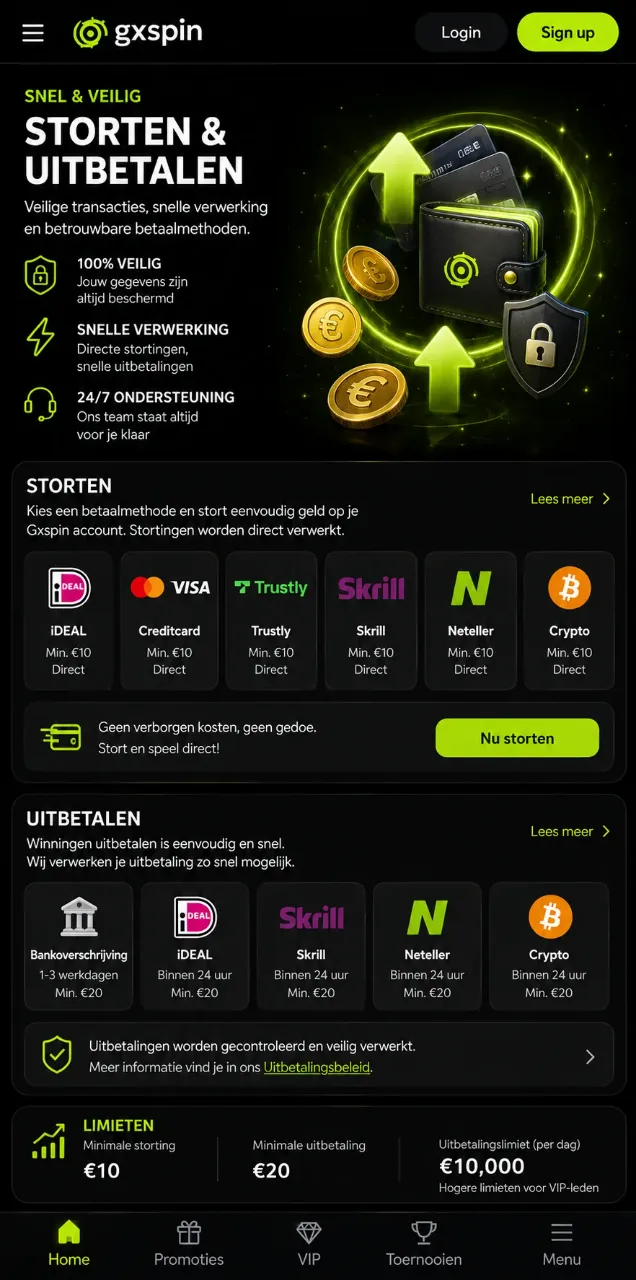 Gxspin Casino Betaalmethoden — Veilig Storten en Uitbetalen