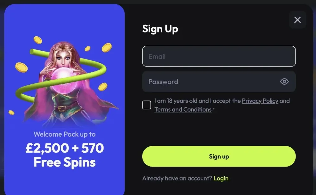 Registratie bij Gxspin Casino — Maak je account aan